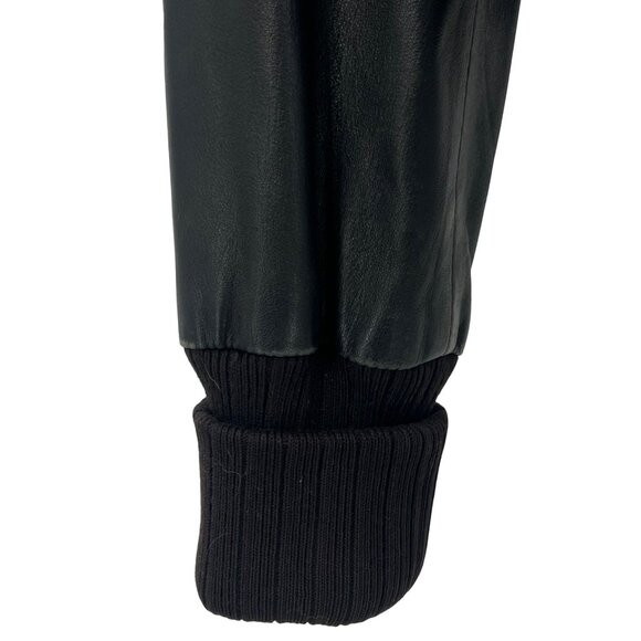 VINTAGE Y2K GAP Black Distressed Leather Bomber Jacket | Grunge Moto Streetwear - Picture 14 of 16